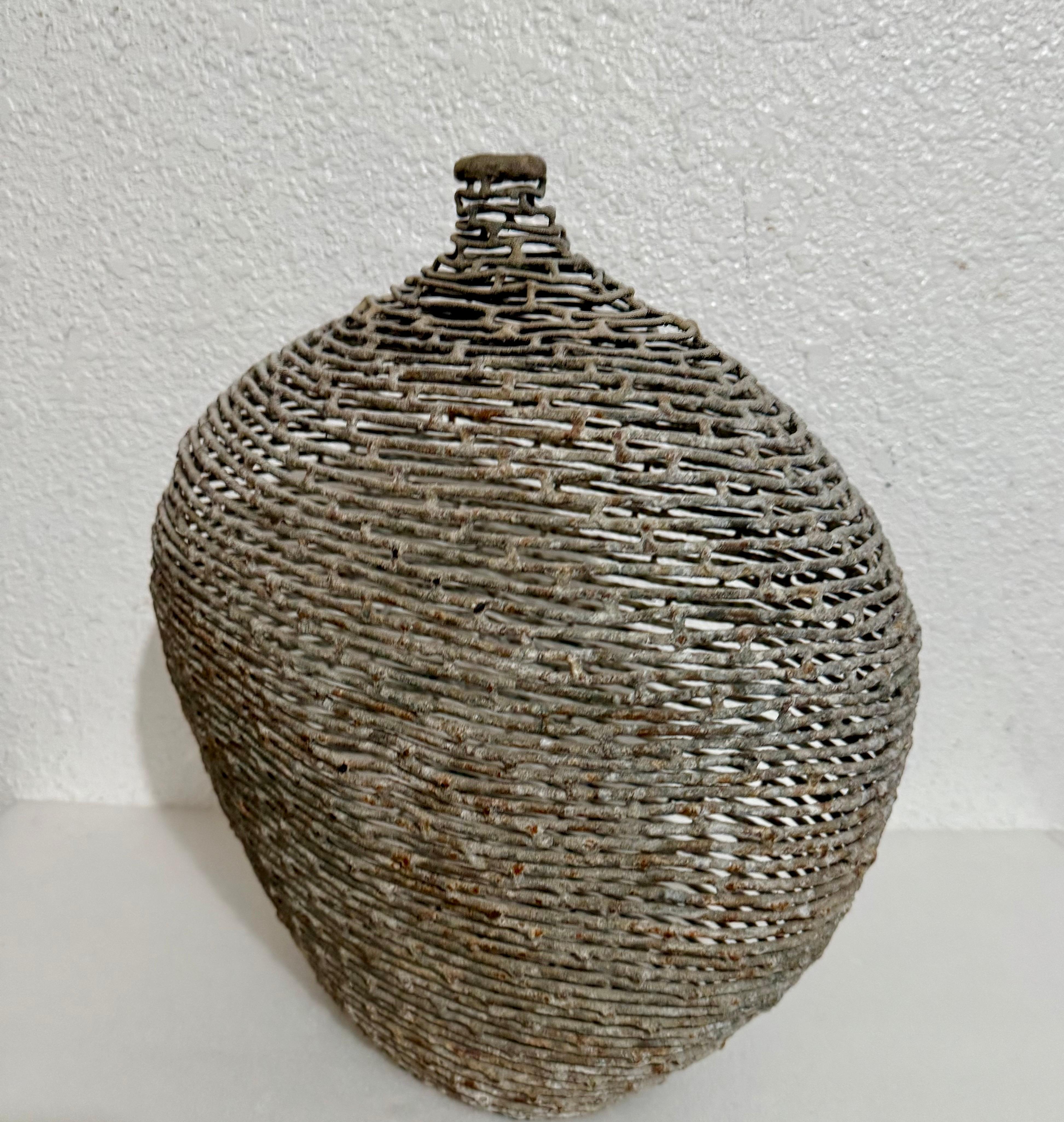 American Craft Studio Handmade Sculpture Welded Bronze Kinetic Vessel Op Art For Sale 4