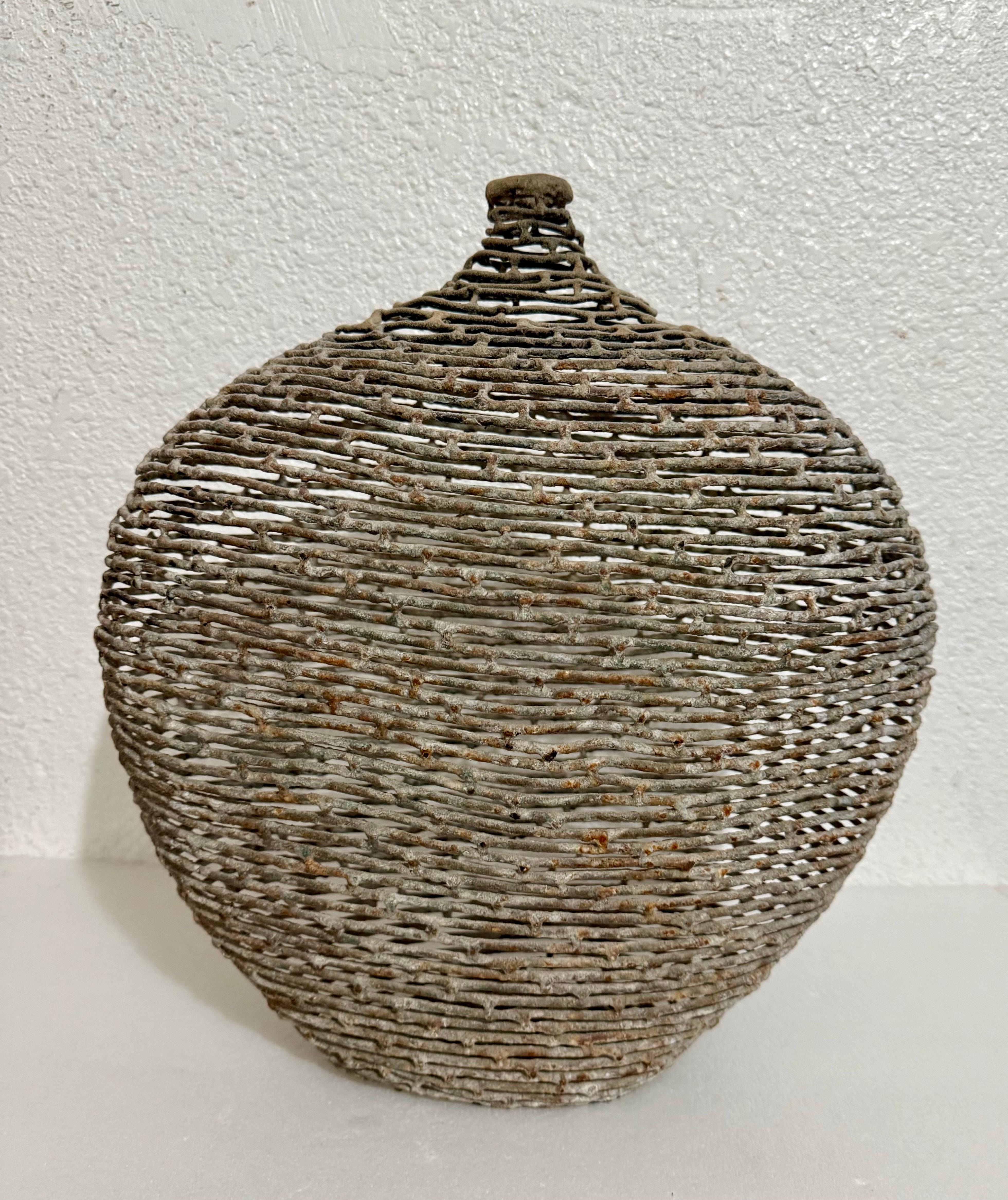 Unknown Still-Life Sculpture - American Craft Studio Handmade Sculpture Welded Bronze Kinetic Vessel Op Art