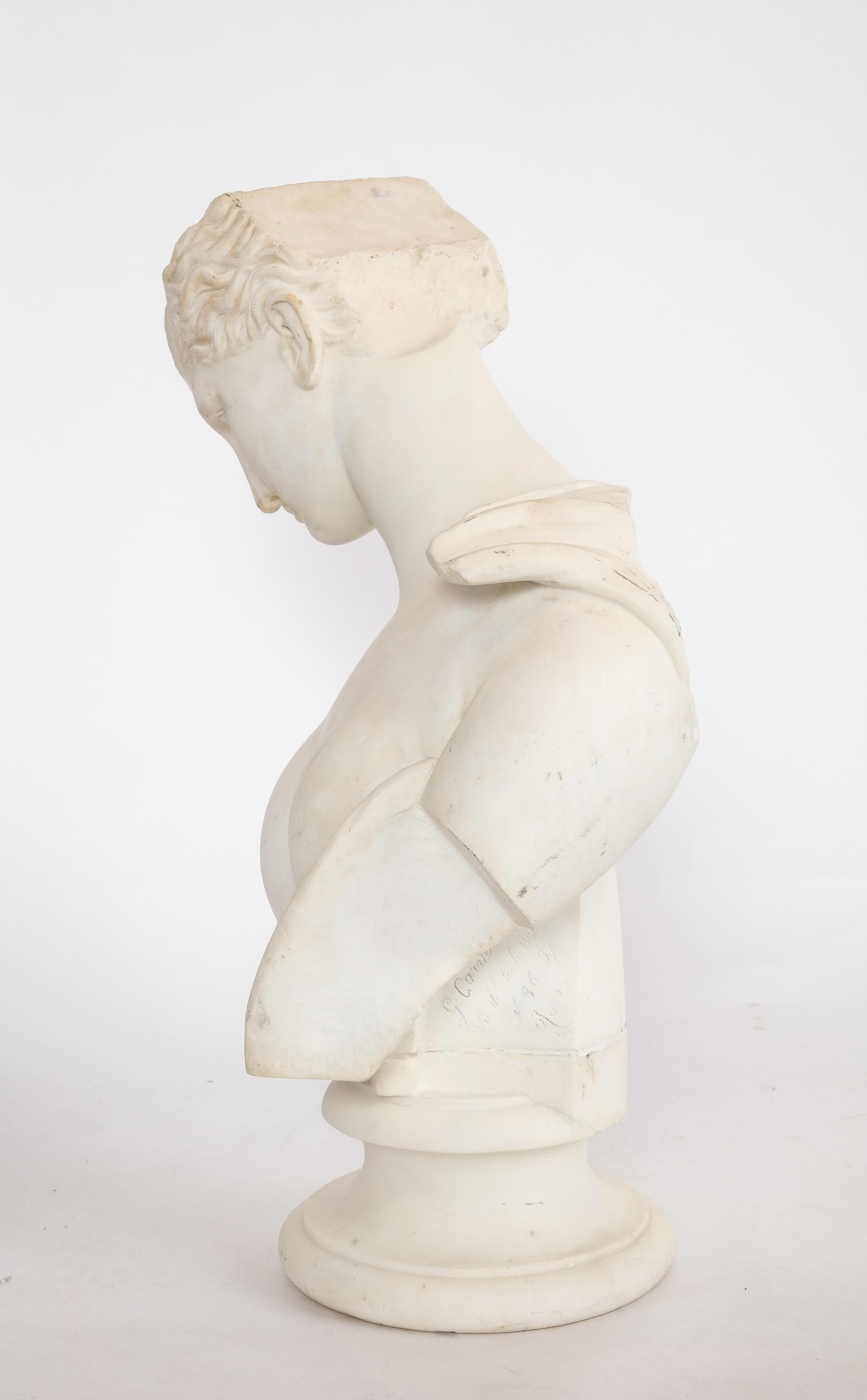 An Antique Italian Neoclassical Marble Bust of Psyche, by Giuseppe Carnevale 15