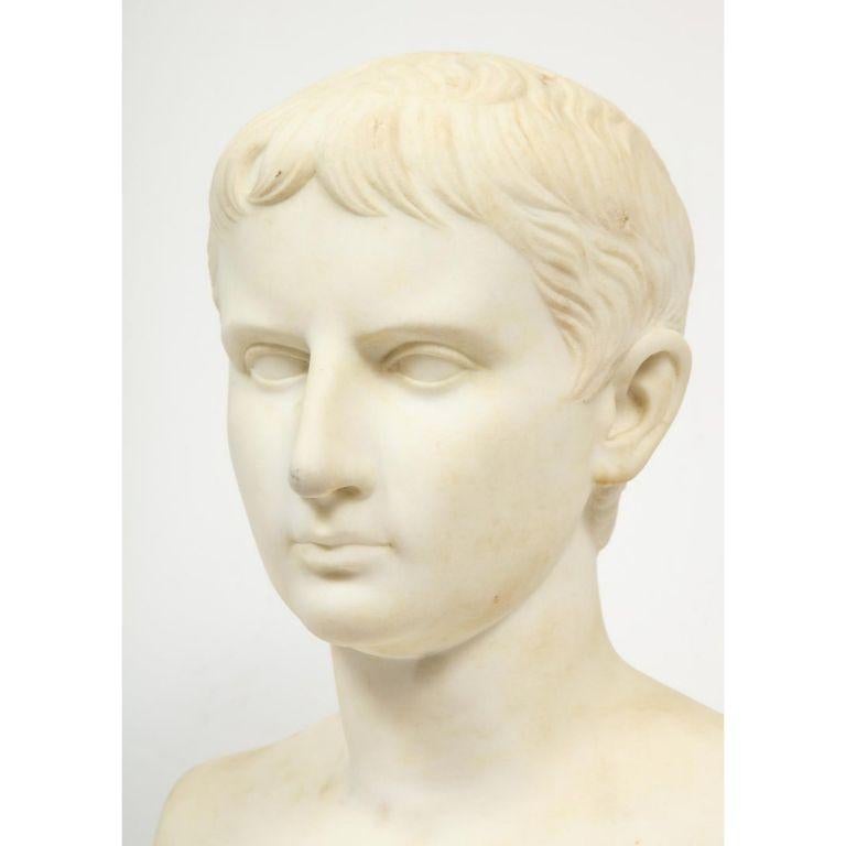 An Italian White Marble Figural Bust of Augustus Caesar, Rome, circa 1875 1