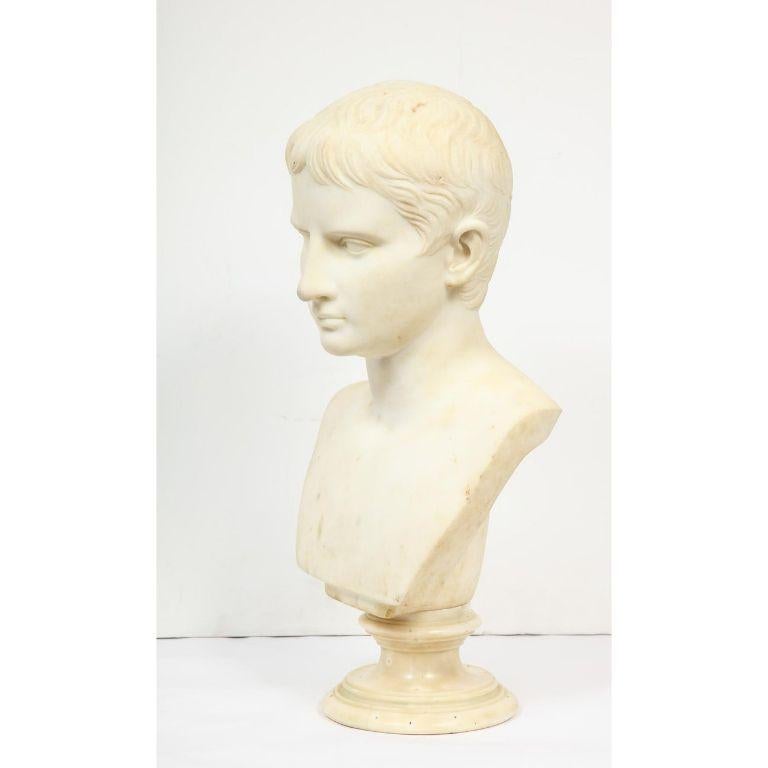 An Italian White Marble Figural Bust of Augustus Caesar, Rome, circa 1875 2