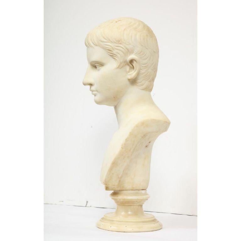 An Italian White Marble Figural Bust of Augustus Caesar, Rome, circa 1875 3