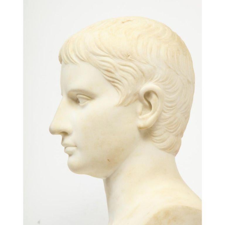 An Italian White Marble Figural Bust of Augustus Caesar, Rome, circa 1875 4