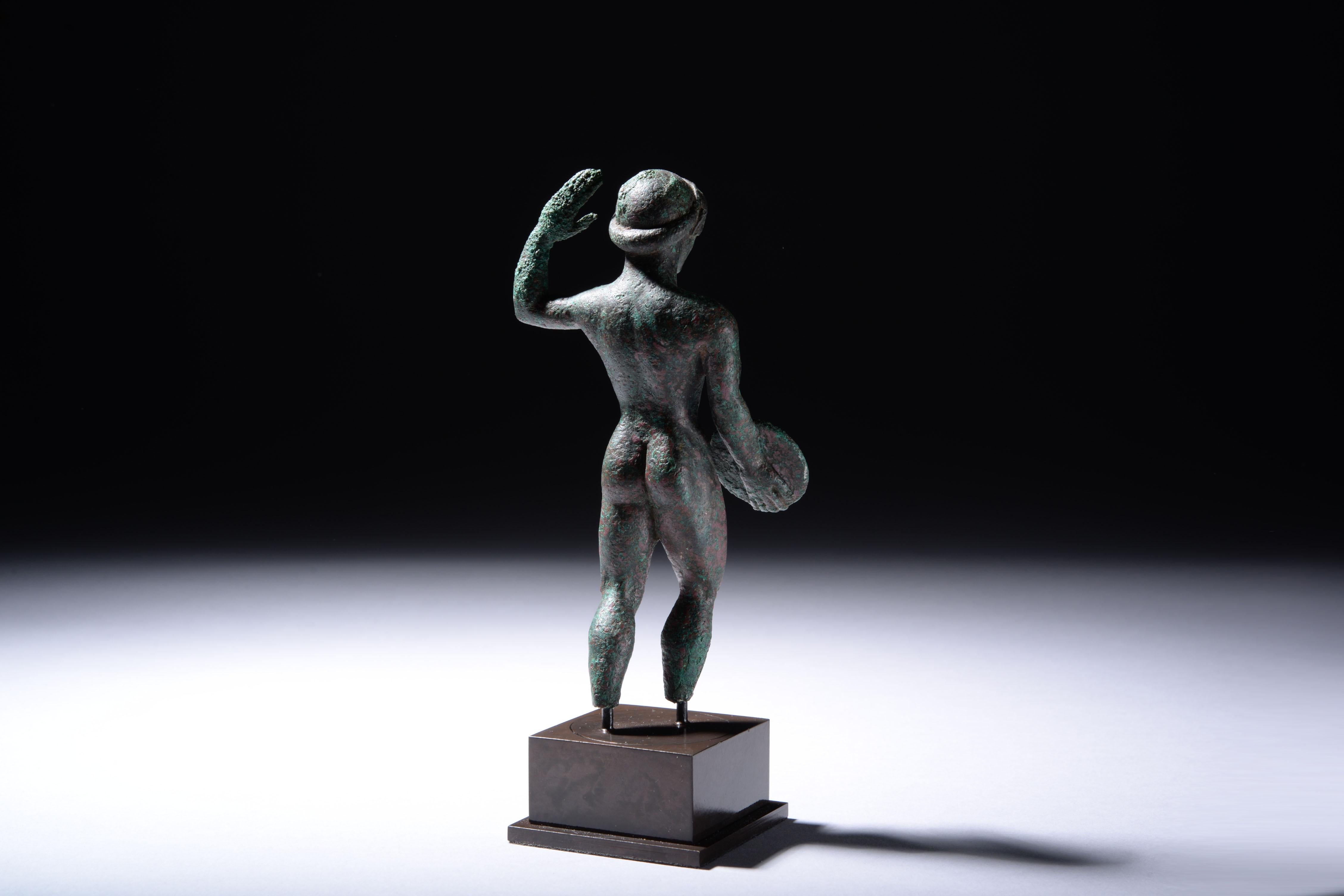 Unknown Ancient Etruscan Archaic Bronze Discus Thrower For Sale at