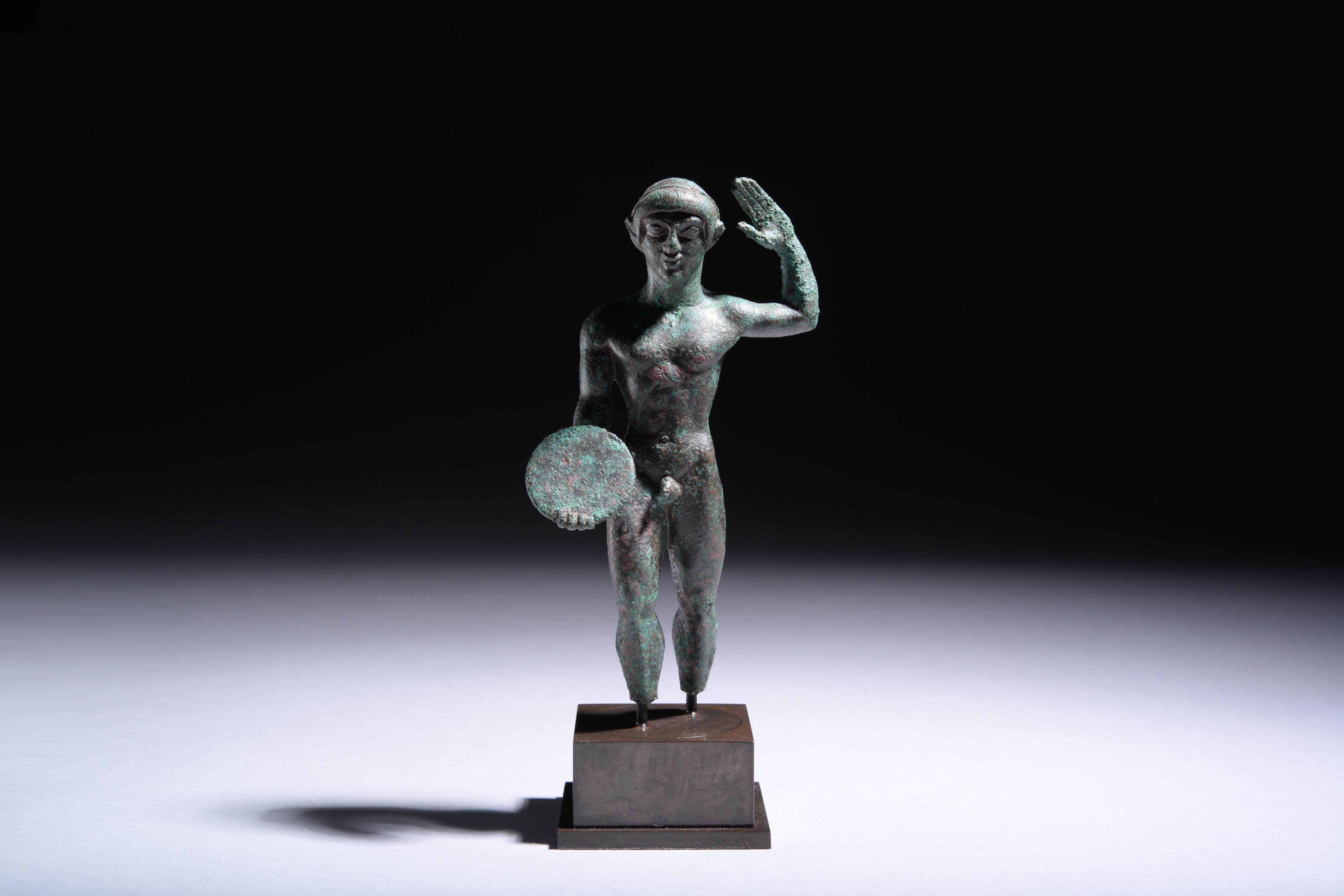 Ancient Etruscan Archaic Bronze Discus Thrower