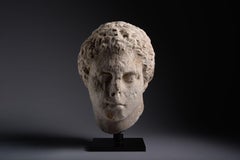 Ancient Greek Hellenistic Marble Head of an Athlete