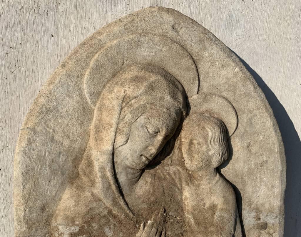Antico scultore italiano - Scultura in pietra del XVI secolo - Figura della Madonna & Child 2