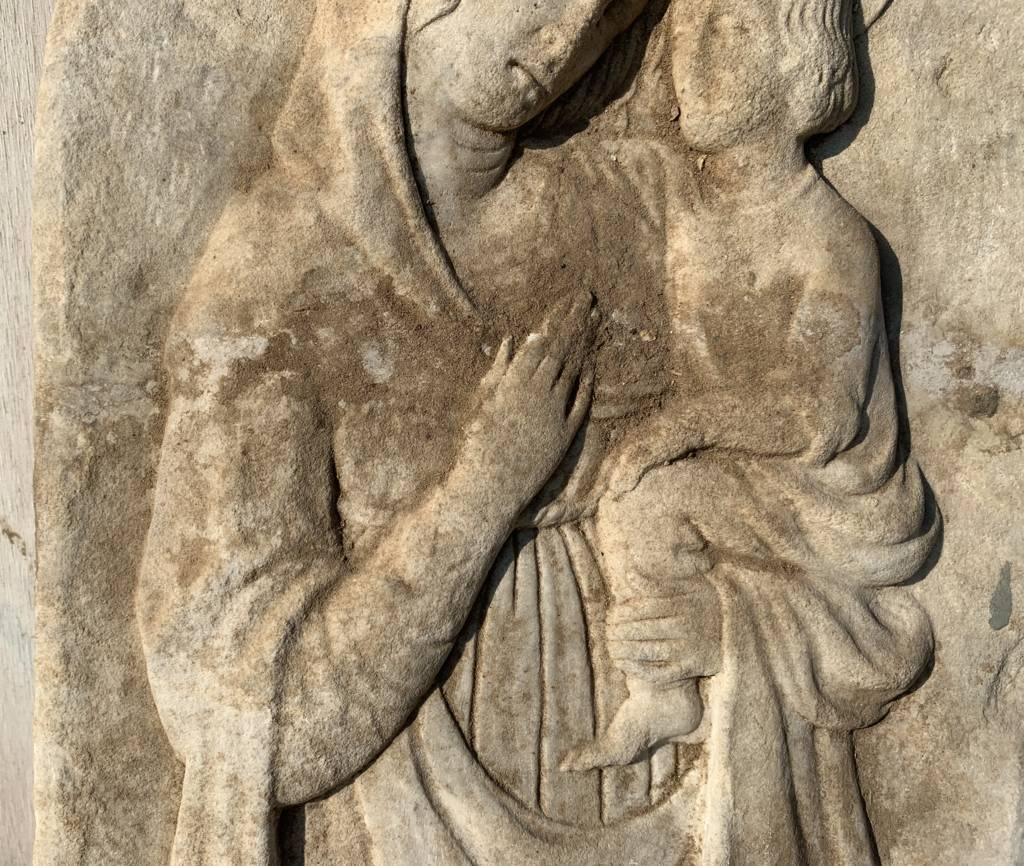 Antico scultore italiano - Scultura in pietra del XVI secolo - Figura della Madonna & Child 3