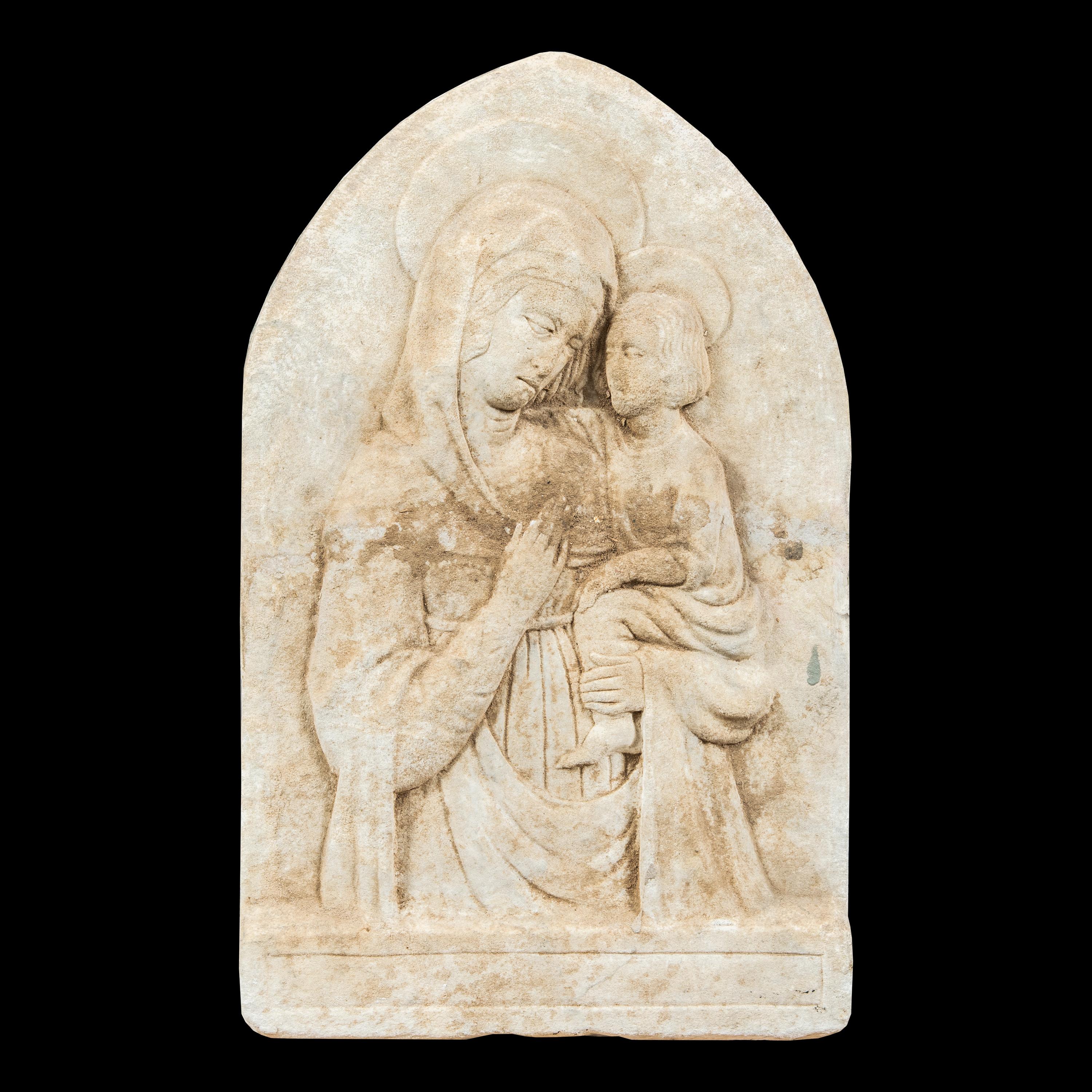 Ancient Italian sculptor - 16th century stone sculpture - Madonna Child figure