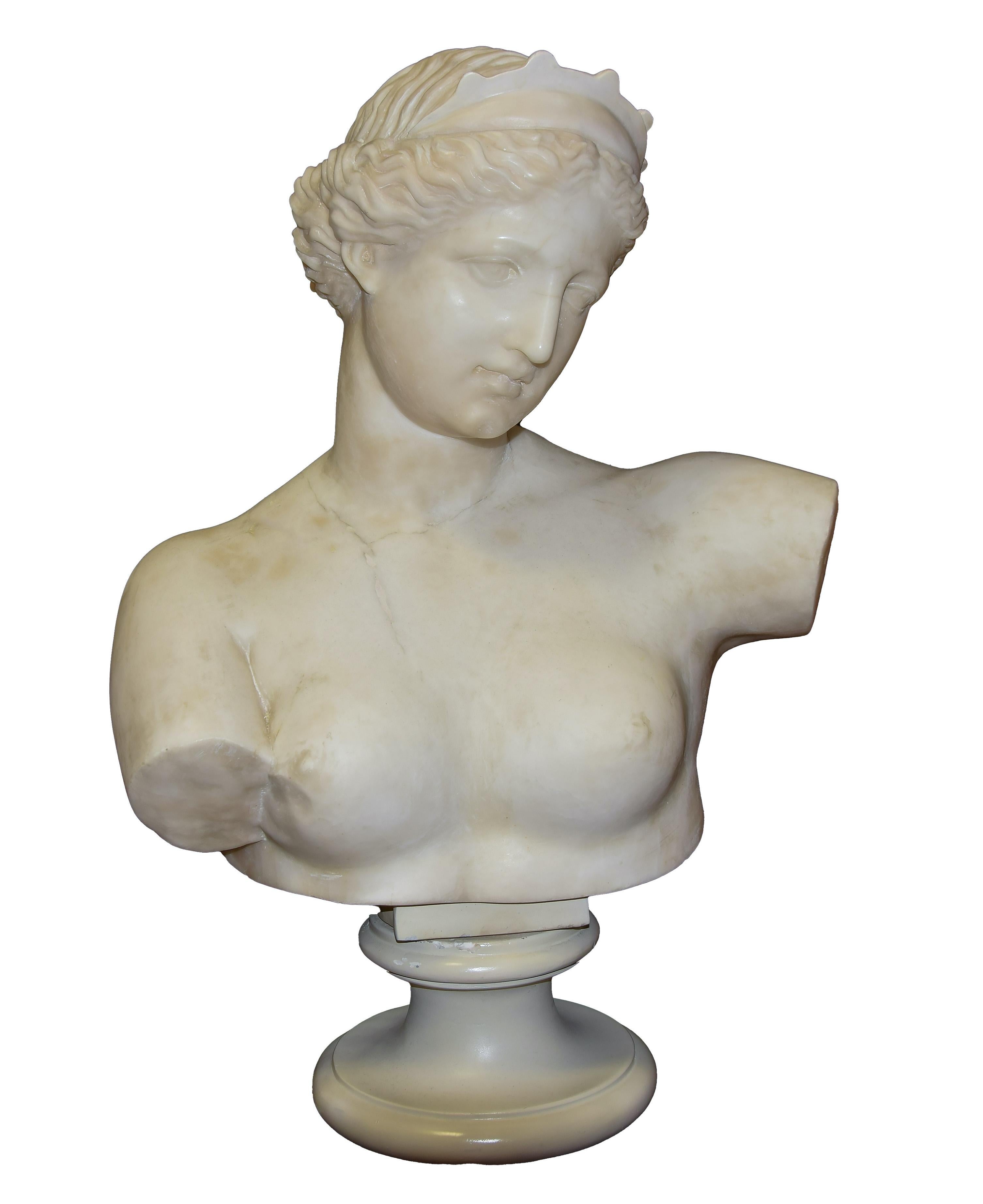 Unknown Figurative Sculpture - Ancient Marble Bust of Aphrodite - Italy - 19th Century