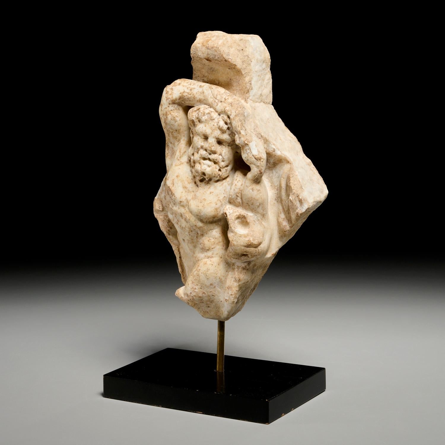 ANCIENT ROMAN MARBLE RELIEF FRAGMENT - Sculpture by Unknown