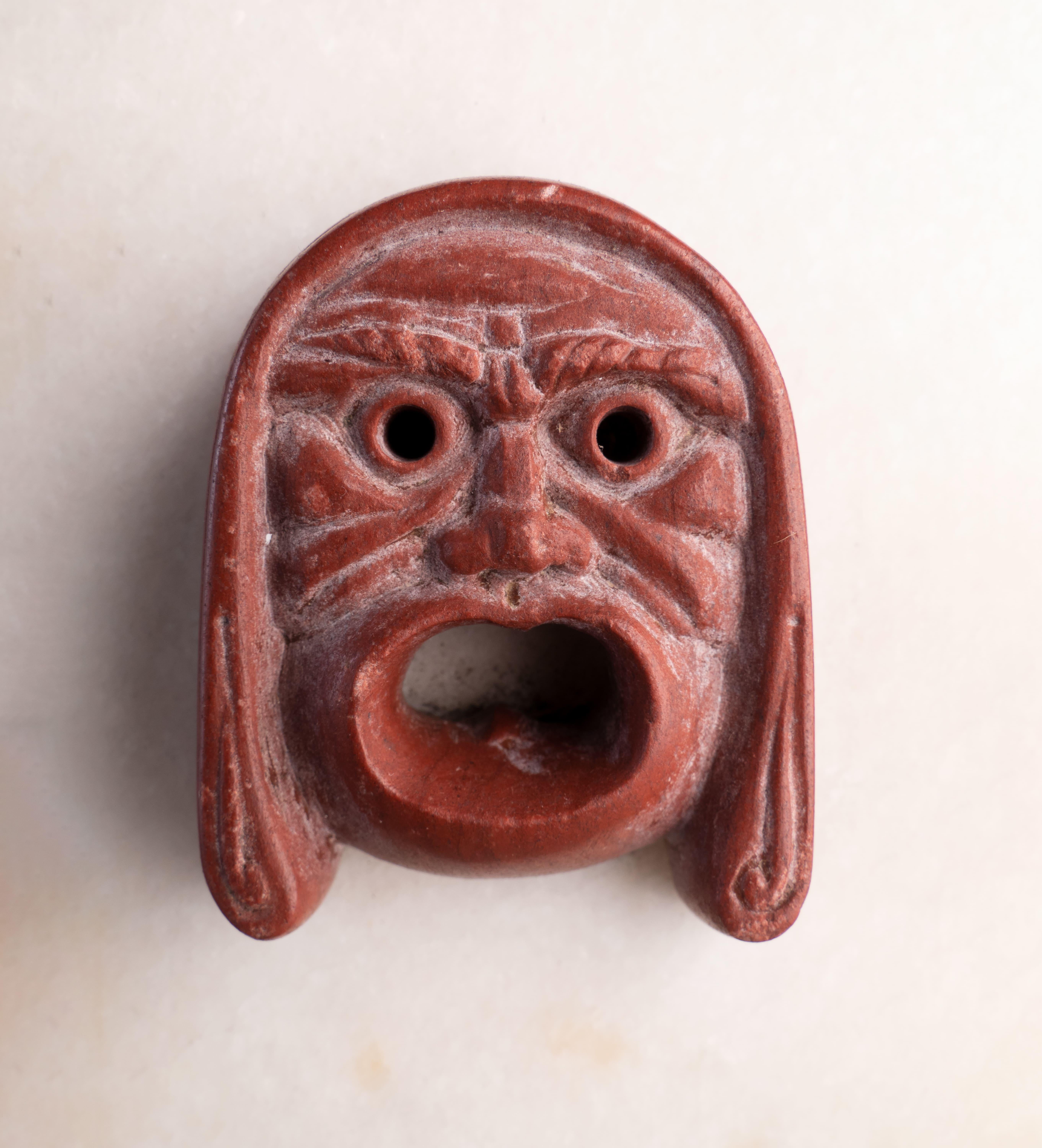 ANCIENT ROMAN RED JASPER APPLIQUE OF TRAGIC ACTOR - Sculpture by Unknown