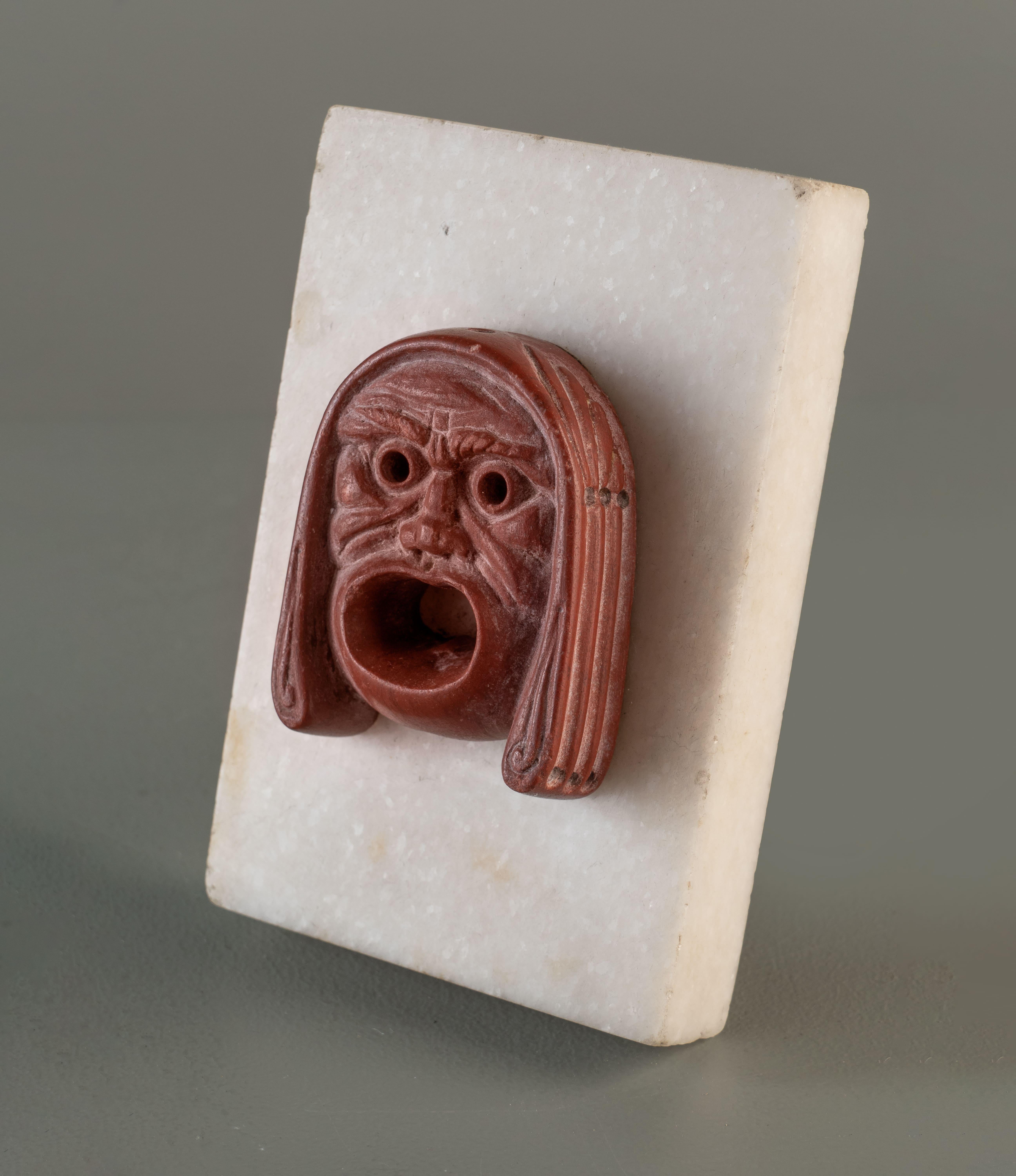 ANCIENT ROMAN RED JASPER APPLIQUE OF TRAGIC ACTOR For Sale 1