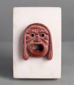 ANCIENT ROMAN RED JASPER APPLIQUE OF TRAGIC ACTOR