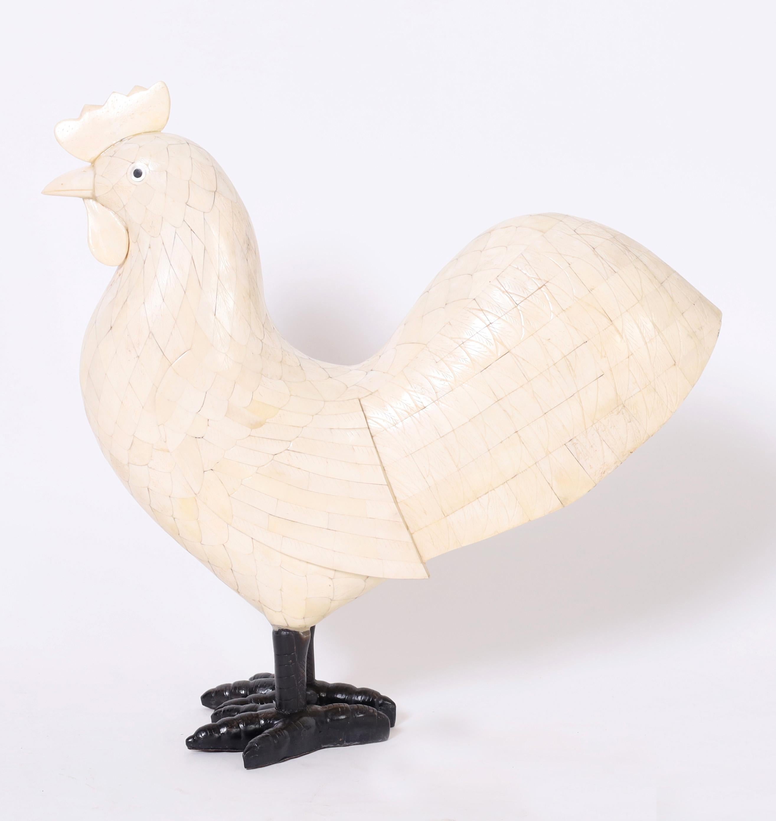 Anglo Indian Bone Rooster Sculpture 2