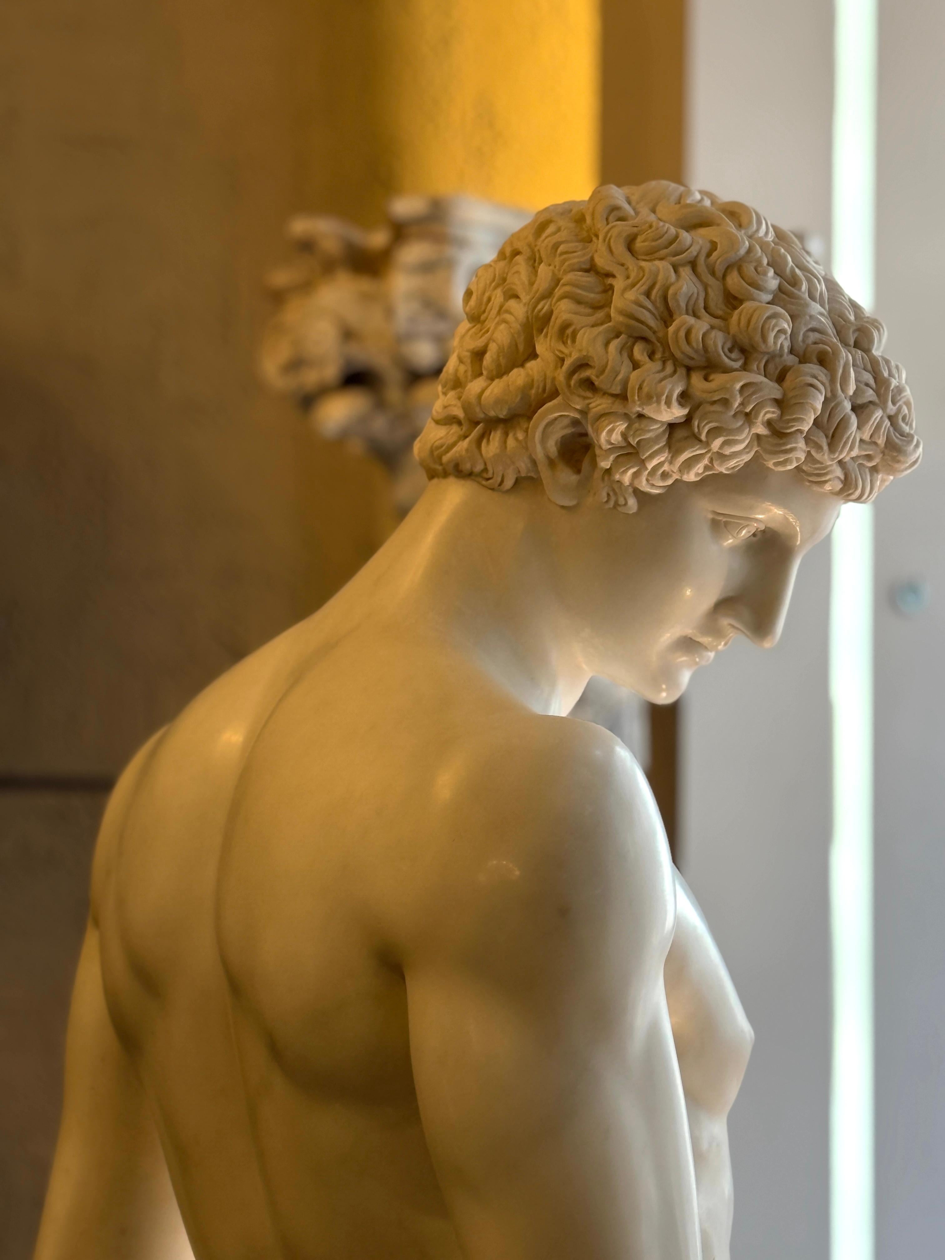ANTINOUS Magnifica scultura italiana neoclassica in marmo di Carrara in vendita 5