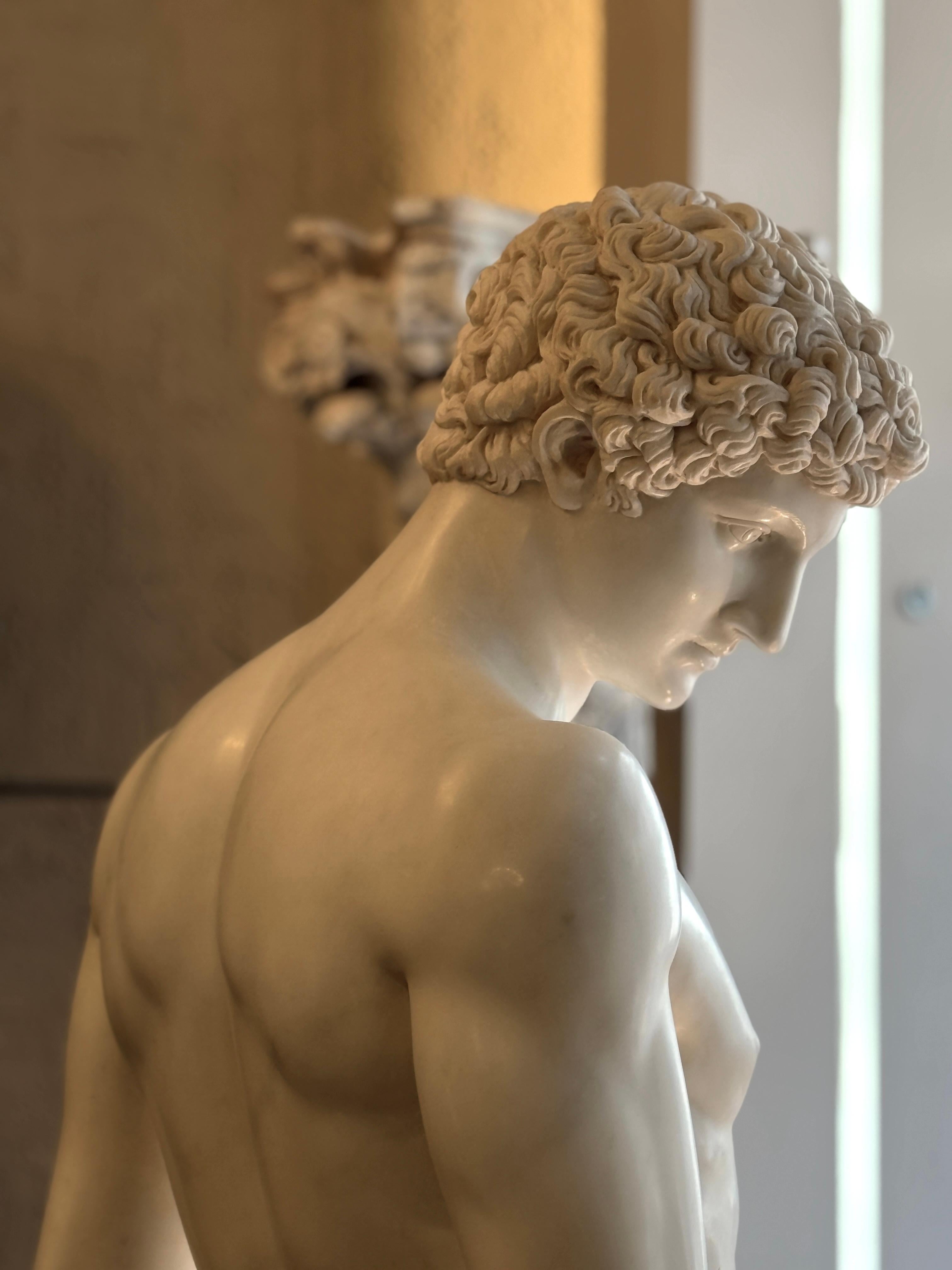 ANTINOUS Magnifica scultura italiana neoclassica in marmo di Carrara in vendita 10