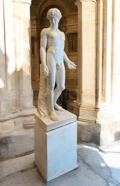 ANTINOUS Magnificent Italian Neoclassical Carrara Marble Sculpture