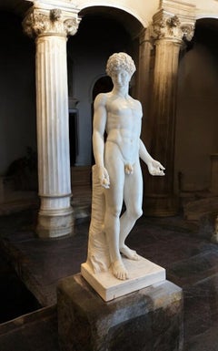 ANTINOUS Magnificent Italian Neoclassical Carrara Marble Sculpture