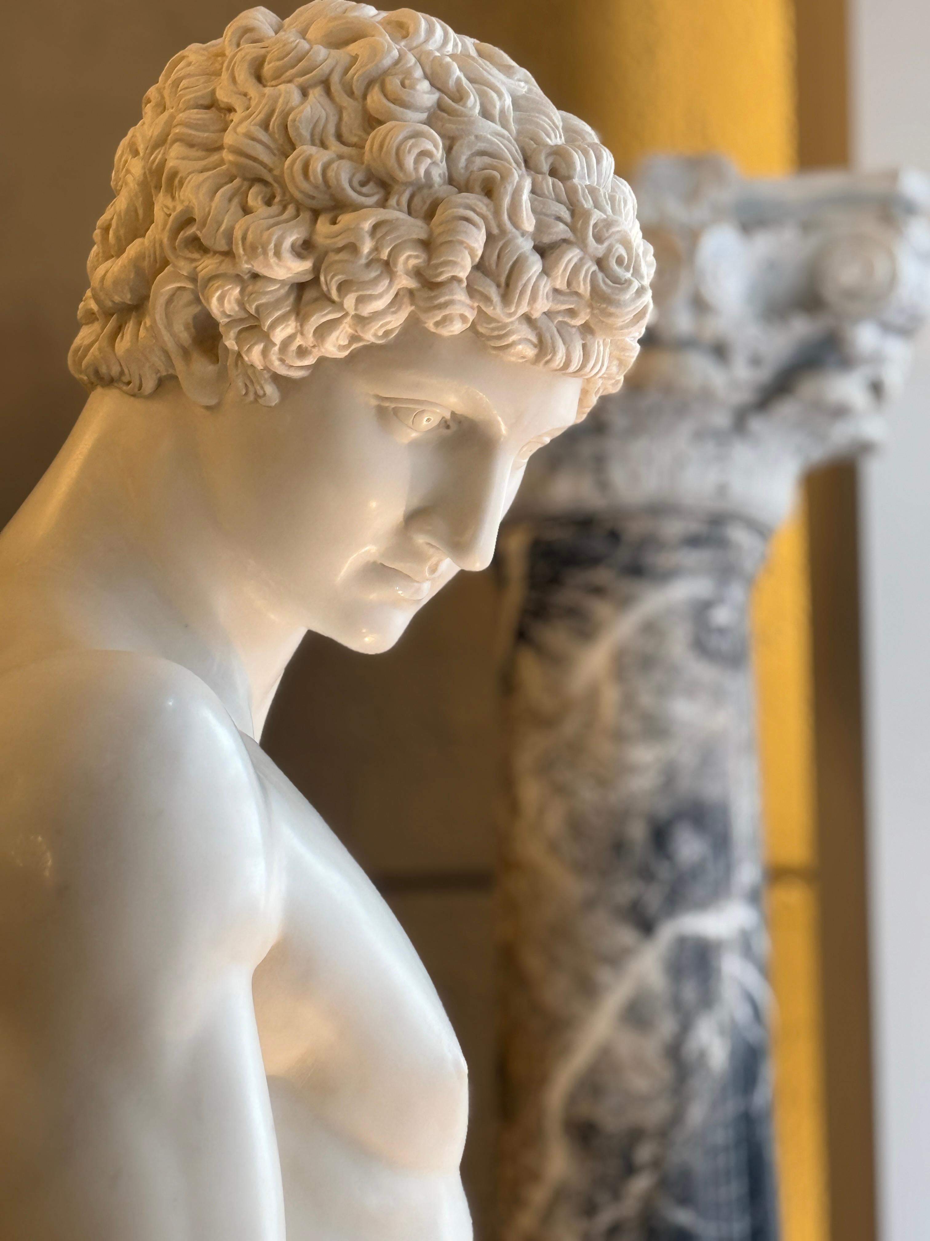 ANTINOUS Magnifica scultura italiana neoclassica in marmo di Carrara - Figurative Sculpture Nero di Unknown
