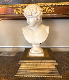 ANTINOUS Sensual Italian Neoclassical Carrara Marble Bust Sculpture