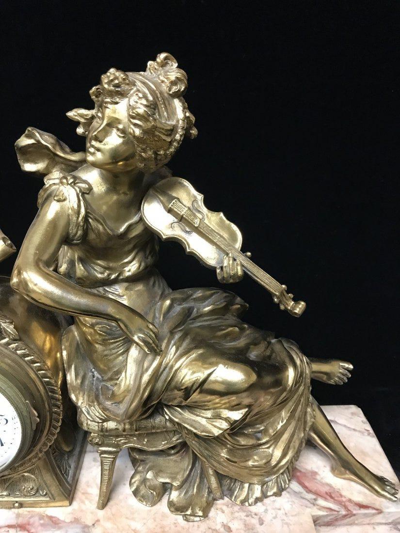 Antique 19th C. Gilt Bronze French Mantel Clock - French School Sculpture by Unknown