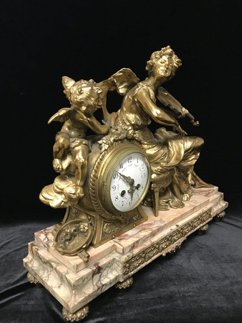Antique 19th C. Gilt Bronze French Mantel Clock 2