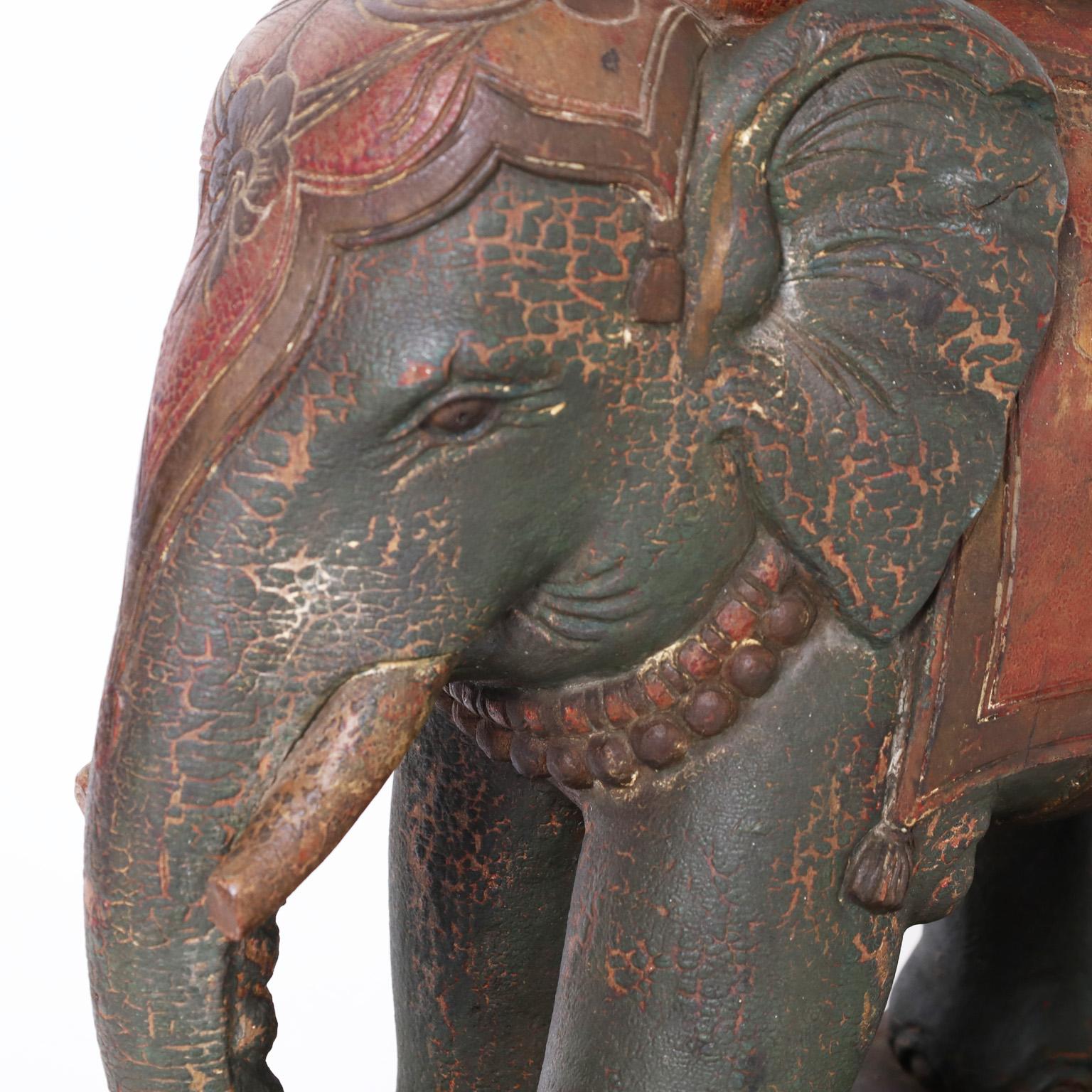 Antique Anglo Indian Carved Wood Elephant Sculpture For Sale 8