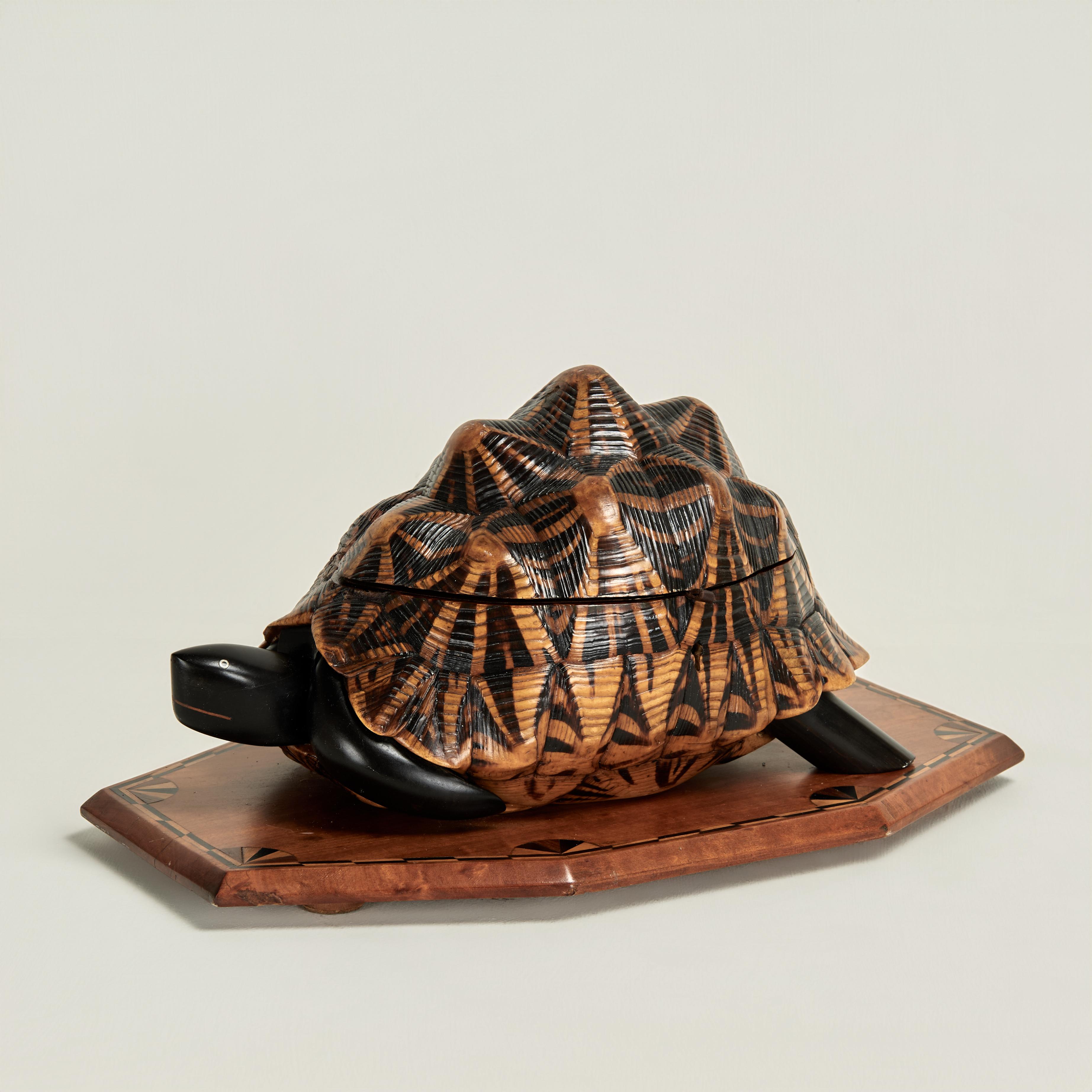 Unknown Abstract Sculpture - Antique Anglo Indian Tortoise Tea Caddy Box