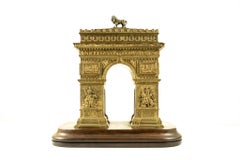 Antique Arc de Triomphe Bronze Sculpture with Compartment