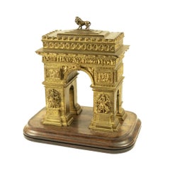 Antique Arc de Triomphe Bronze Sculpture with Compartment