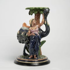 Antique Austrian Orientalist Majolica Figural Pedestal by Gerbing & Stephen