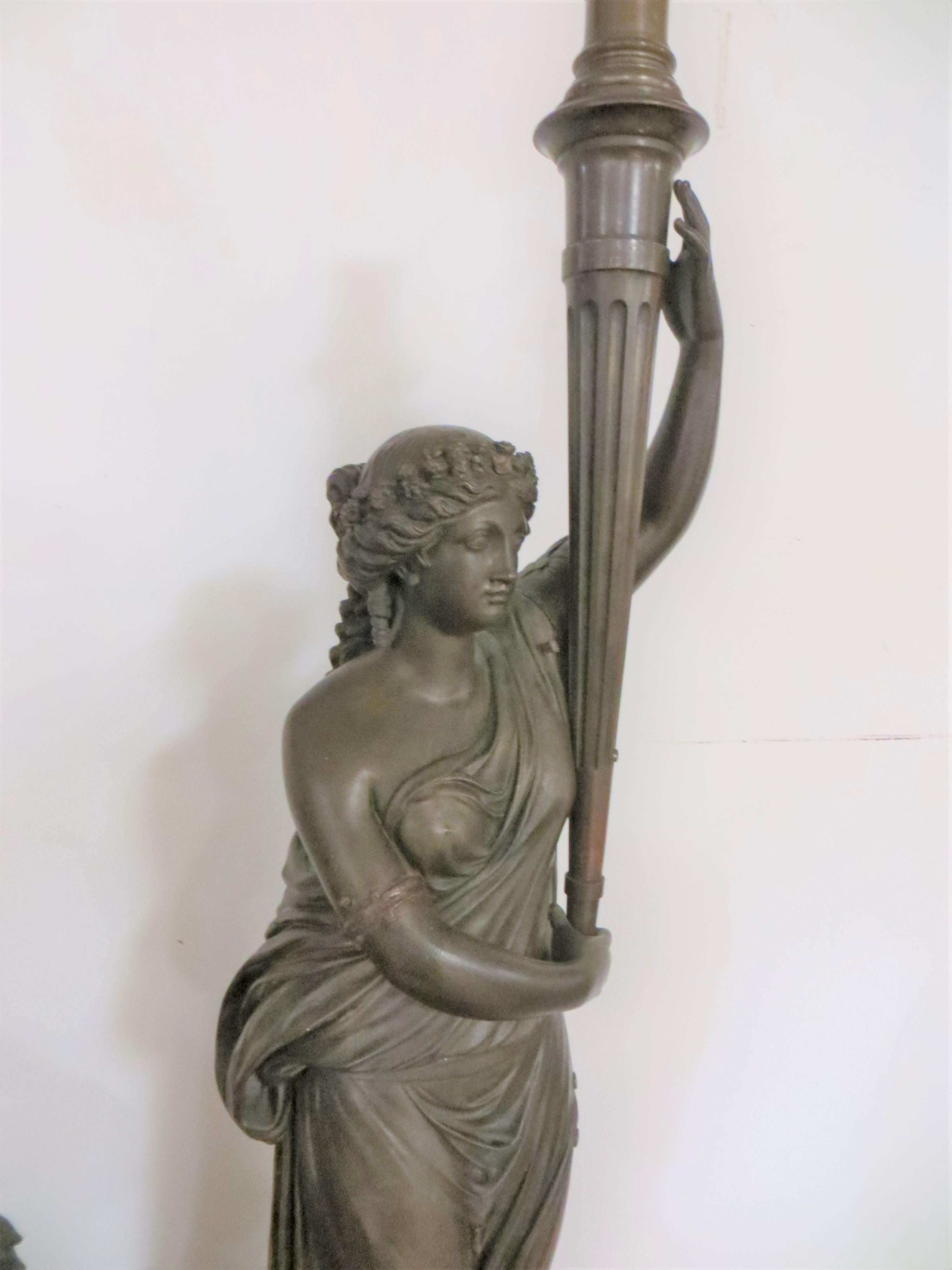 antique bronze lady lamp