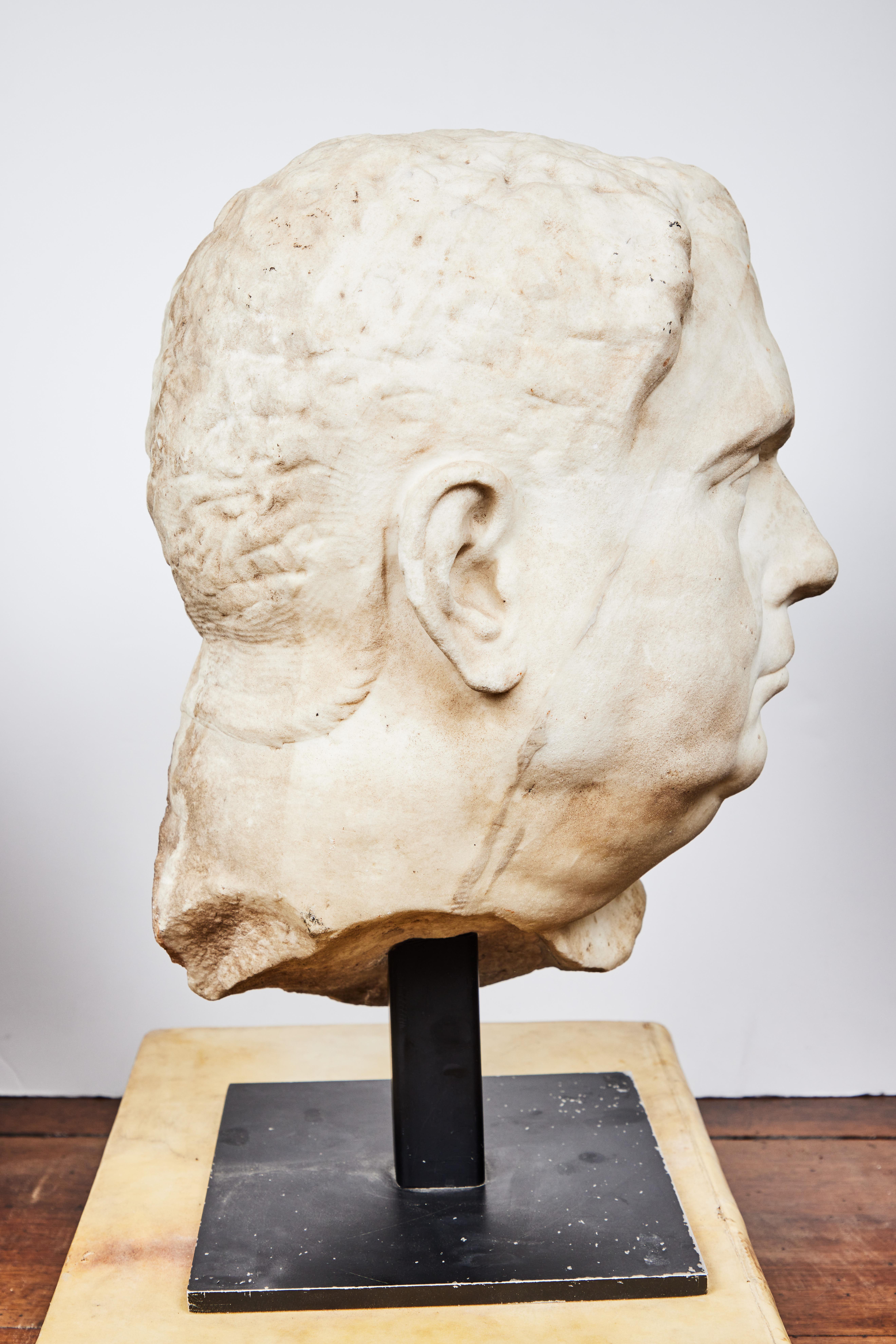 Antique Bust of Roman Emperor Vitellius - Beige Figurative Sculpture by Unknown