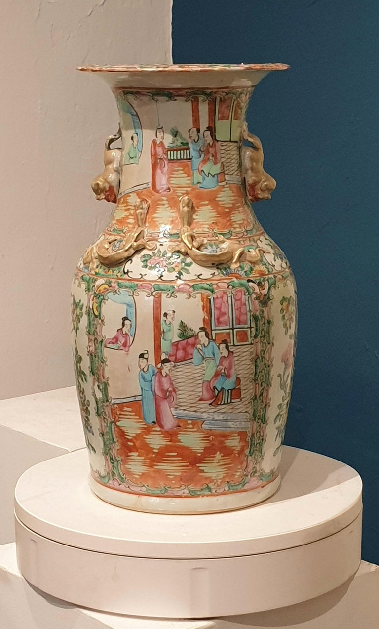 Vase Ancien Chinois XIXème Famille Rose En Porcelaine - Pièce De Collection Authentique