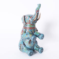 Antique Chinese Cloisonne Elephant Ginger Jar