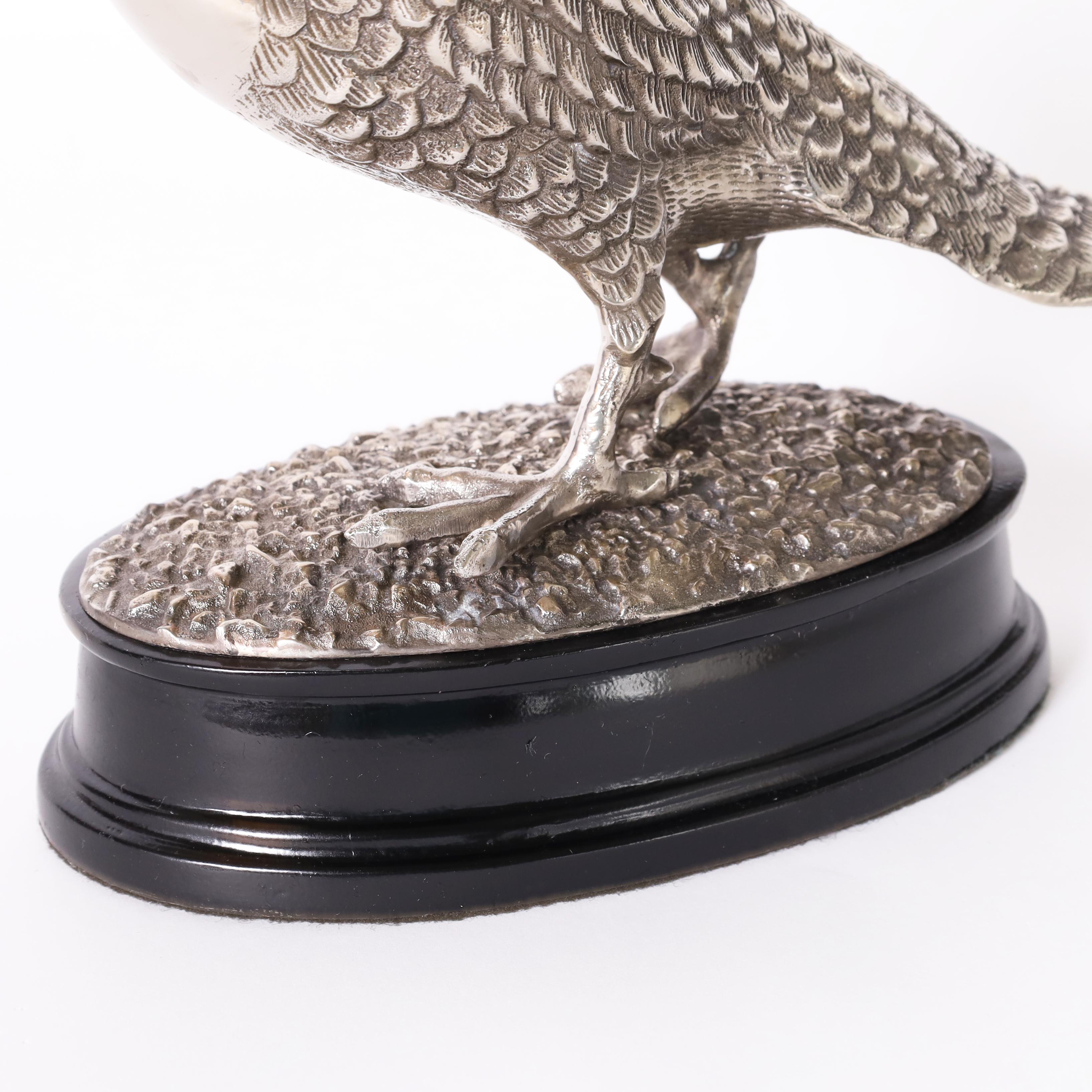 Antique English Silver Plate Pheasant Sculpture For Sale 9