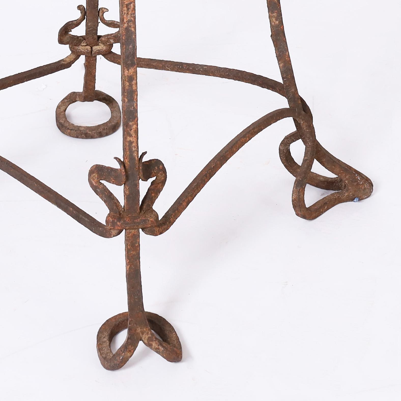 Antique French Art Nouveau Iron Palm Plant Sculpture on Stand For Sale 8