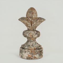 Antique French Carved Stone Fleur de Lis