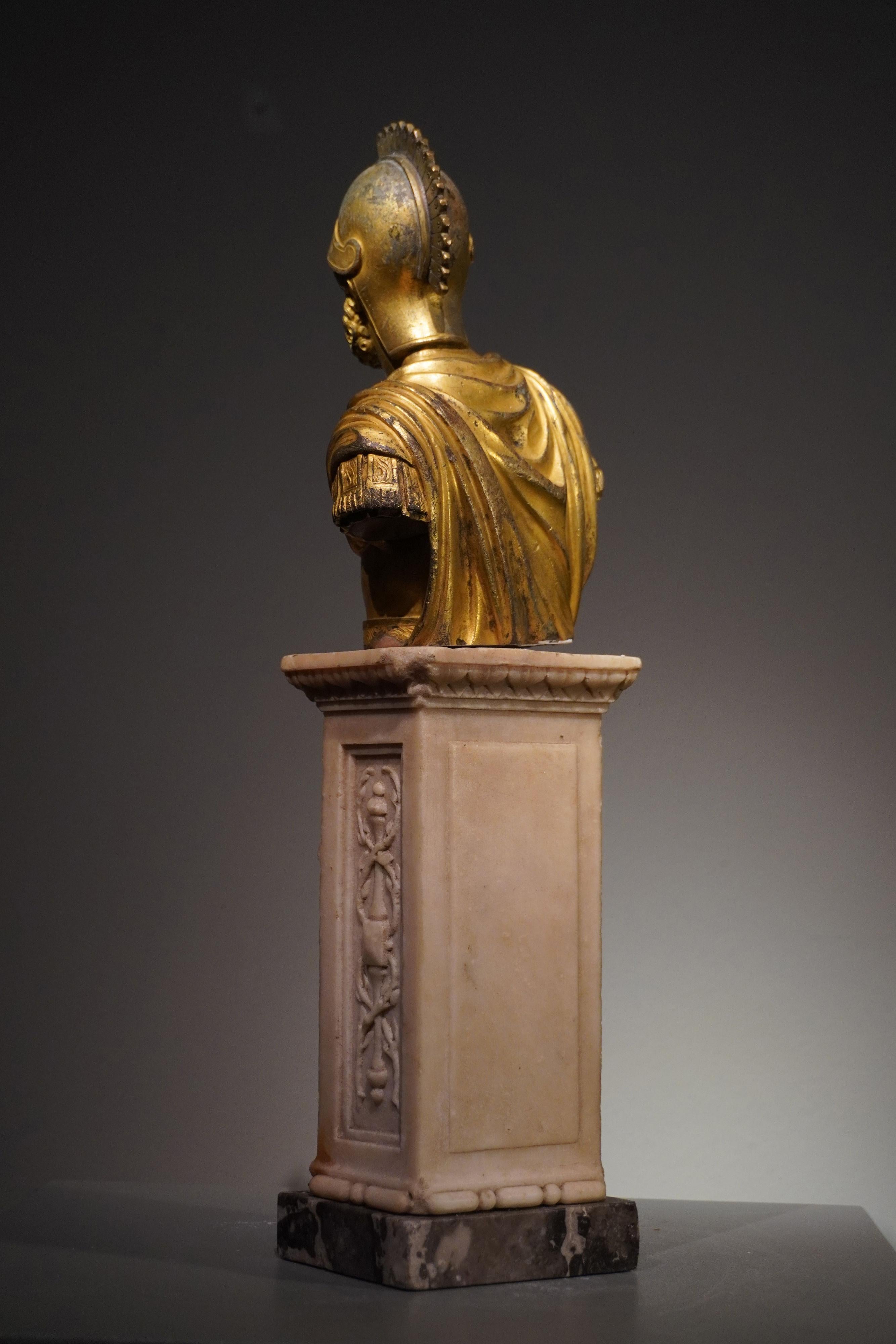 ANTIGUA FIGURA FRANCESA DE BRONCE DORADO DE MARTE - Figurative Sculpture Oro de Unknown