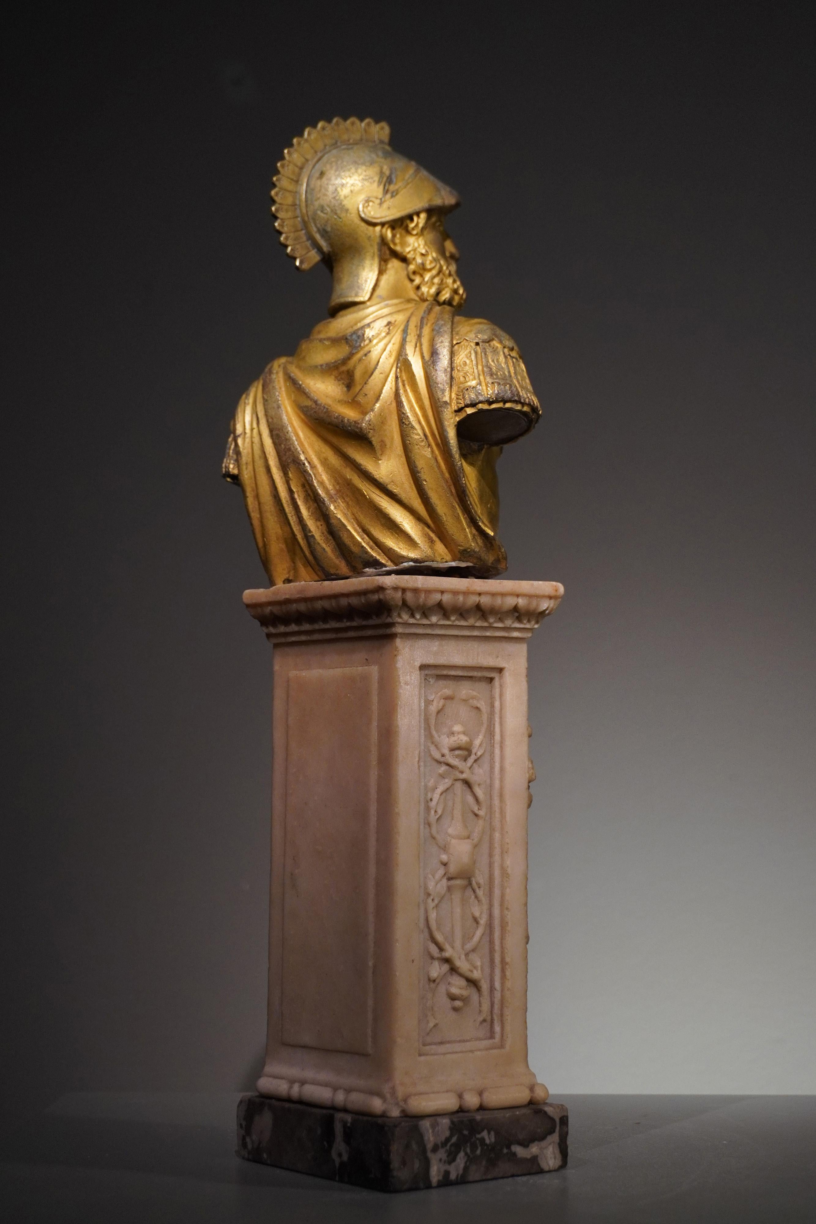 FIGURA DE MARTE EN BRONCE, Siglo XVIII
bronce dorado sobre base de mármol
35.6 x 8.9 x 7.6 cm
14 x 3 1/2 x 3 in