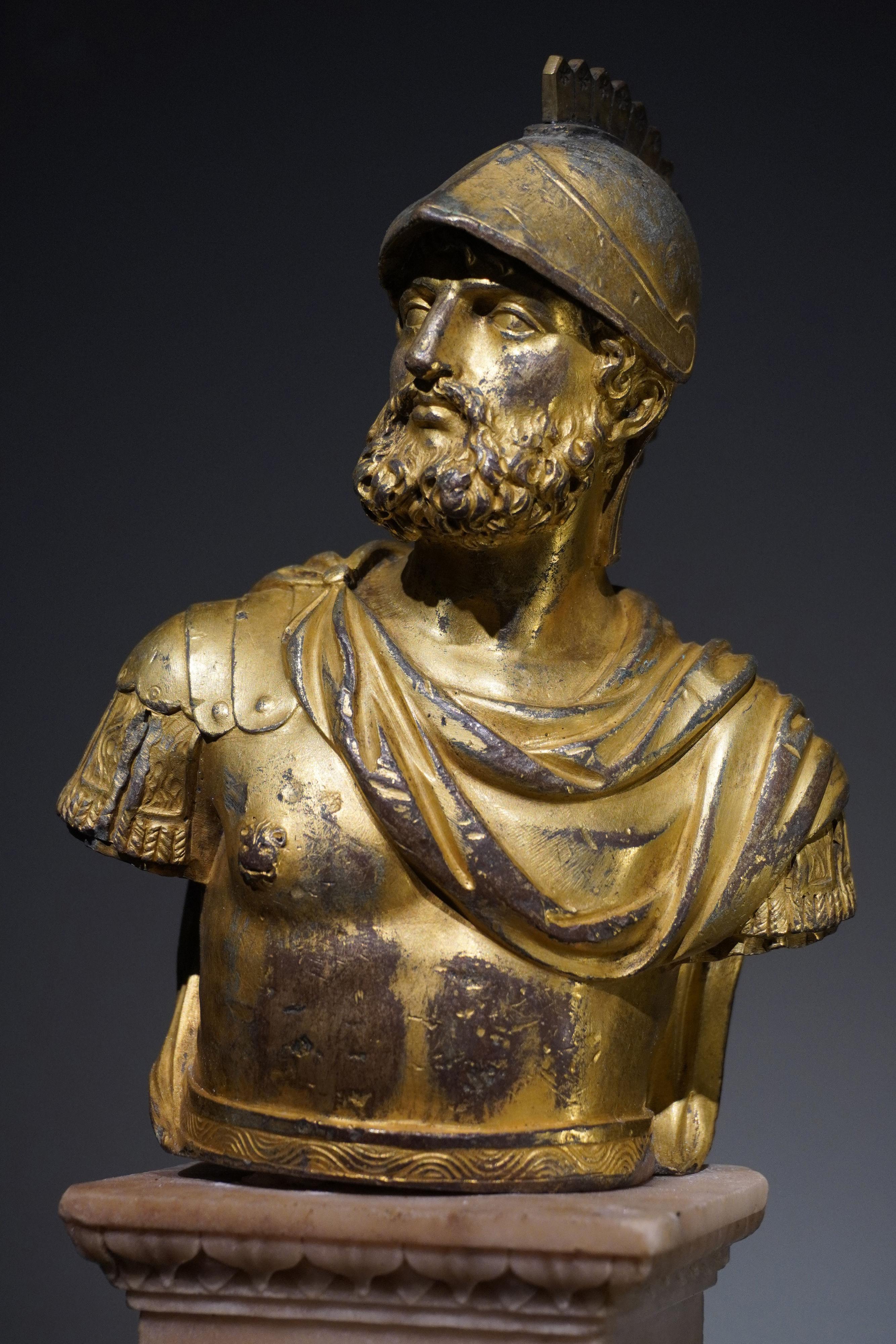 ANTIGUA FIGURA FRANCESA DE BRONCE DORADO DE MARTE en venta 4