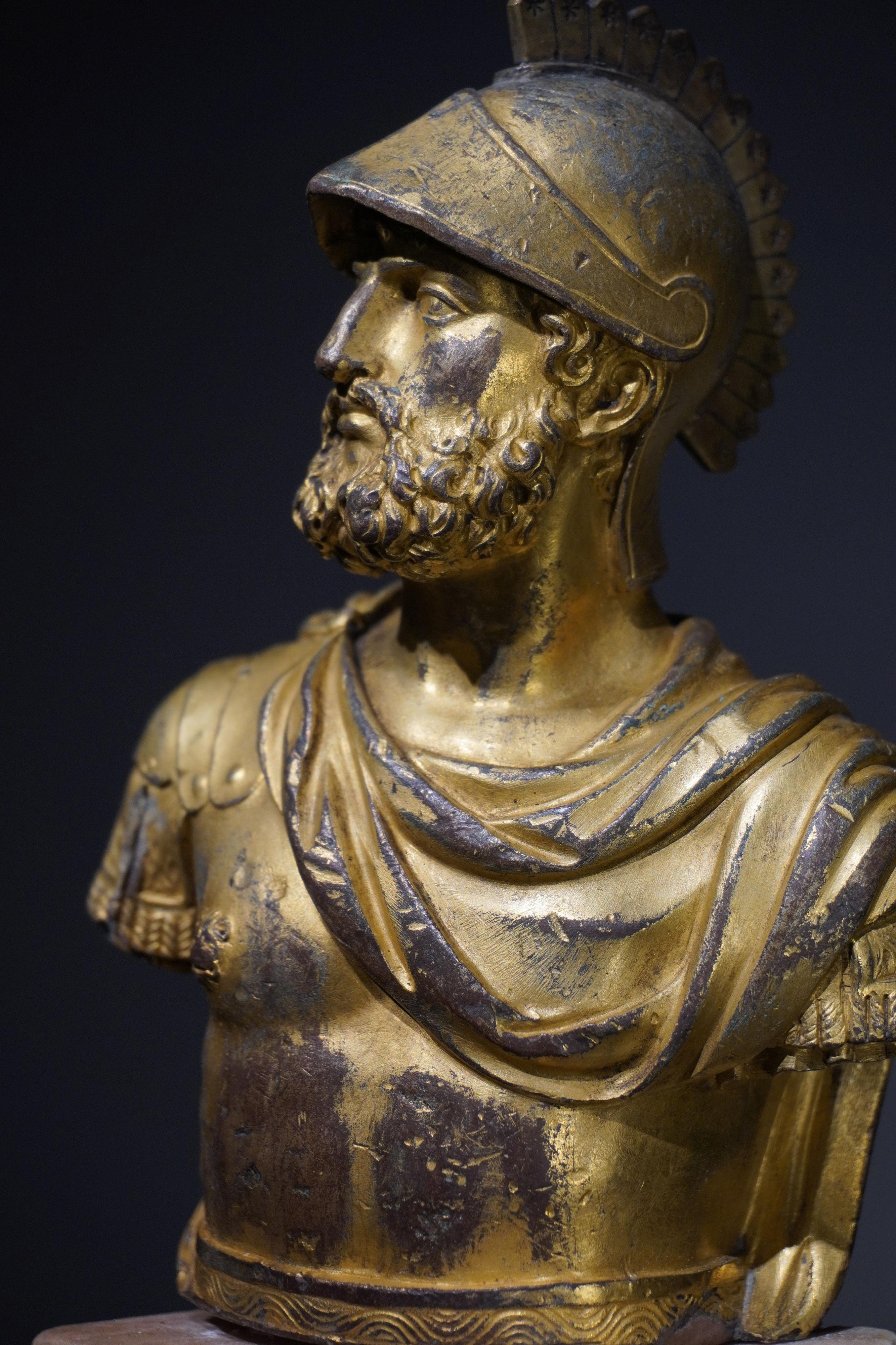 ANTIGUA FIGURA FRANCESA DE BRONCE DORADO DE MARTE en venta 5