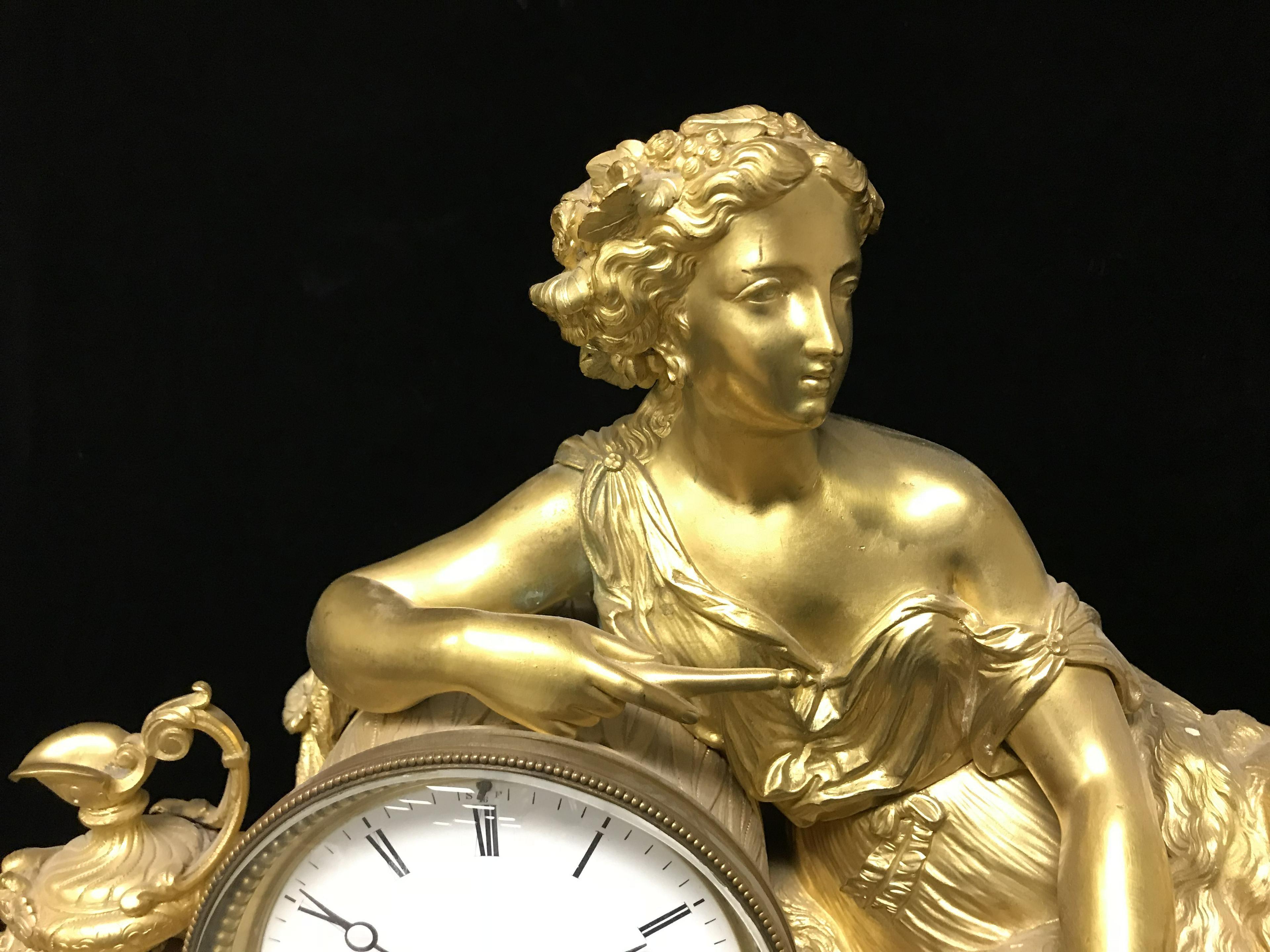 Antique Gilt Bronze French Mantle Clock - Sculpture by Unknown