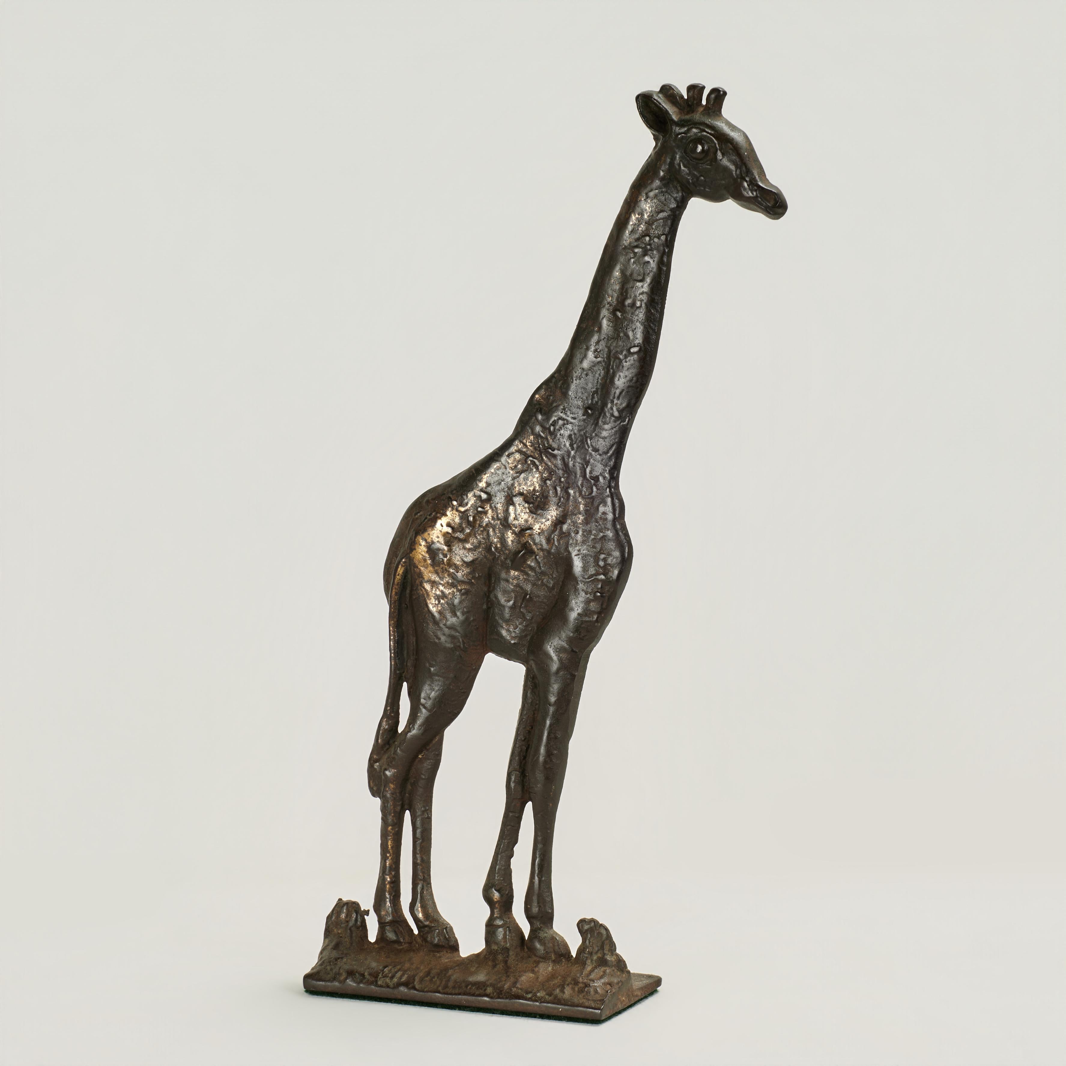 Unknown Figurative Sculpture - Antique Iron Giraffe Door Stop