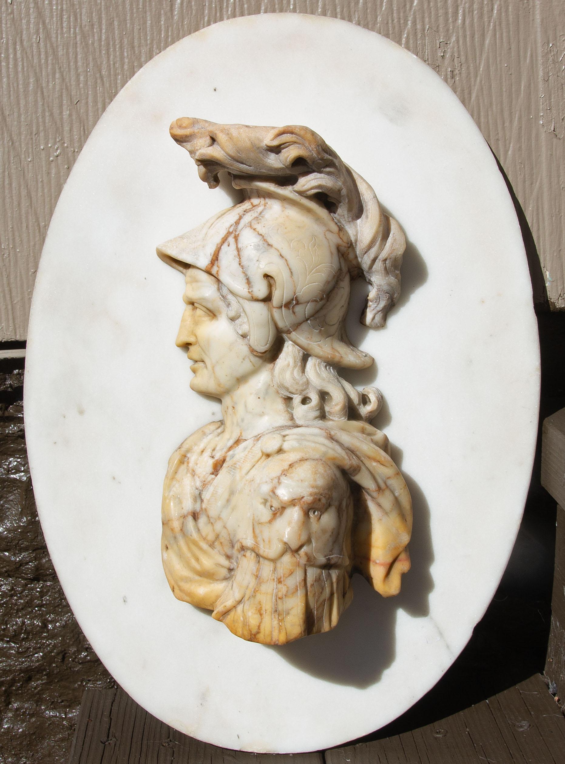 Antique Italian Carved Marble Bust of a Roman Soldier Grand Tour - Sculpture by Unknown