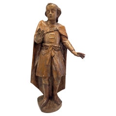 Antique Italian Carved Wooden Statue of a Man