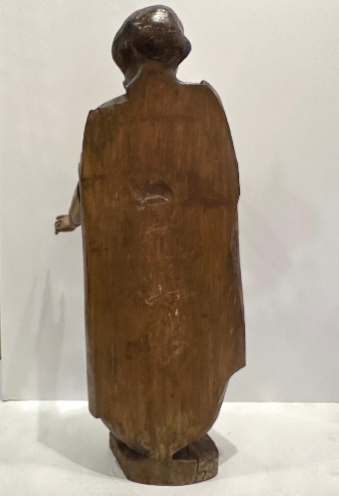 Antica statua di legno intagliato italiano di un uomo in vendita 2