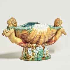 Antique Italian Majolica Centerpiece with Mermaids