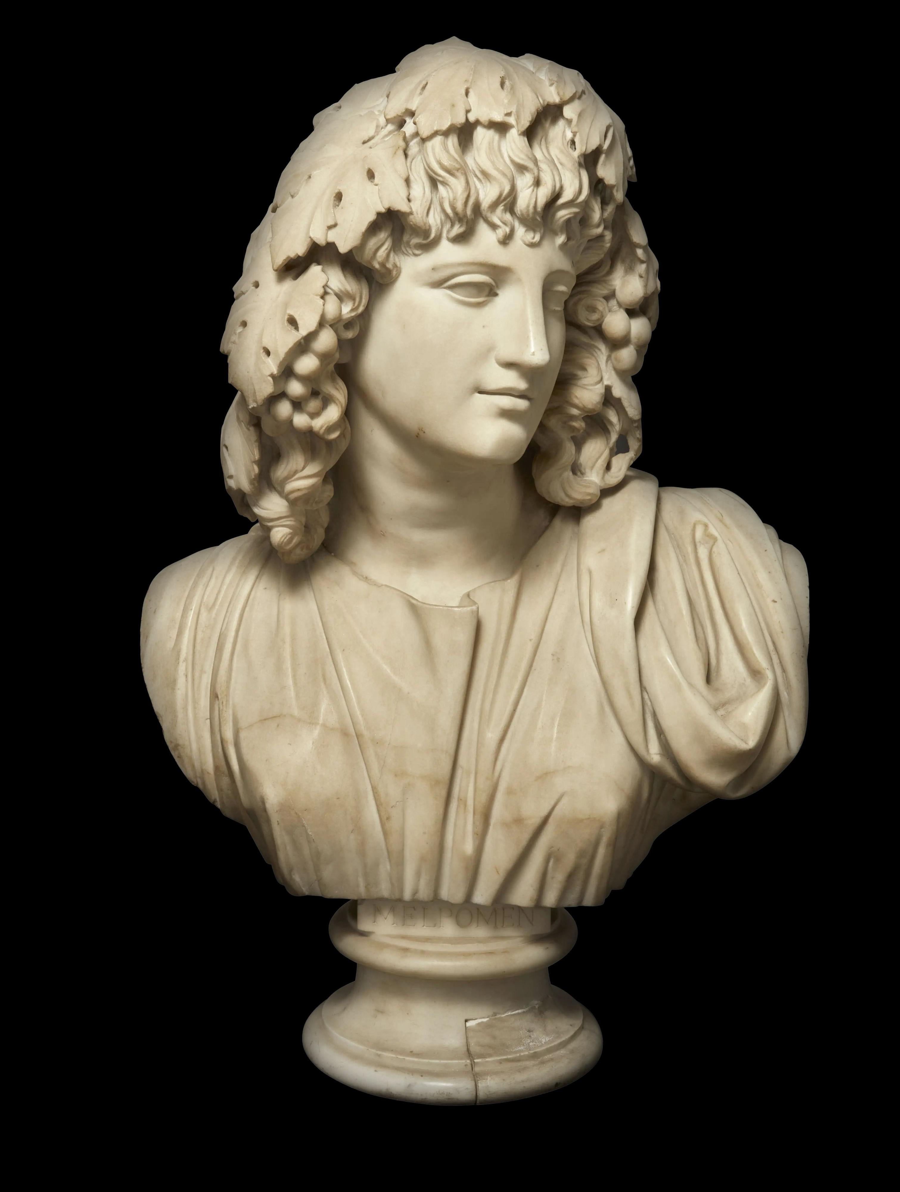 ANTIGUO BUSTO ITALIANO DE MÁRMOL DE MELPÓMENE, MUSA DE LA TRAGEDIA - Sculpture de Unknown